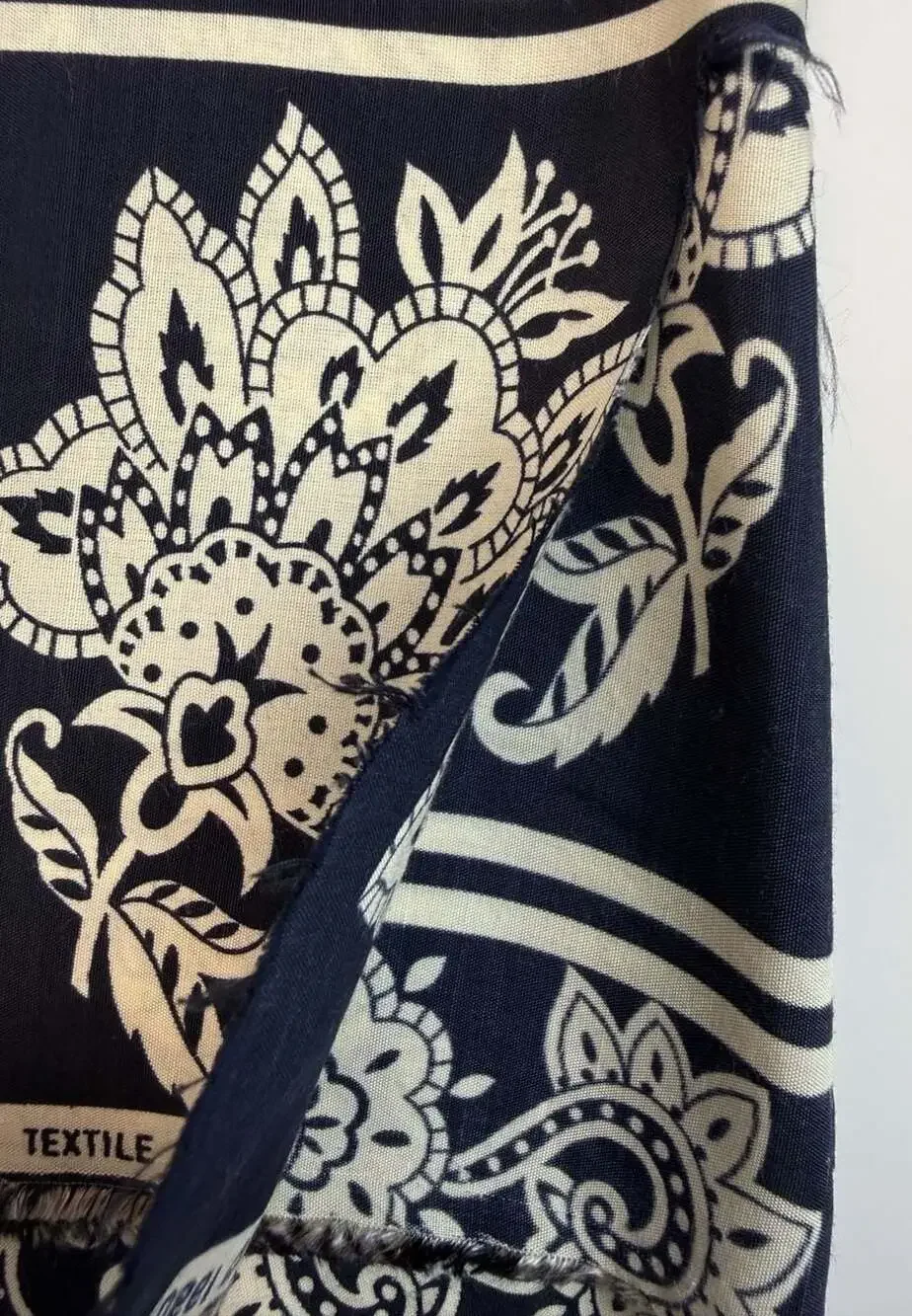 Tandler Textile Pattern 2576 Floral Navy and White Fabric Material 1990
